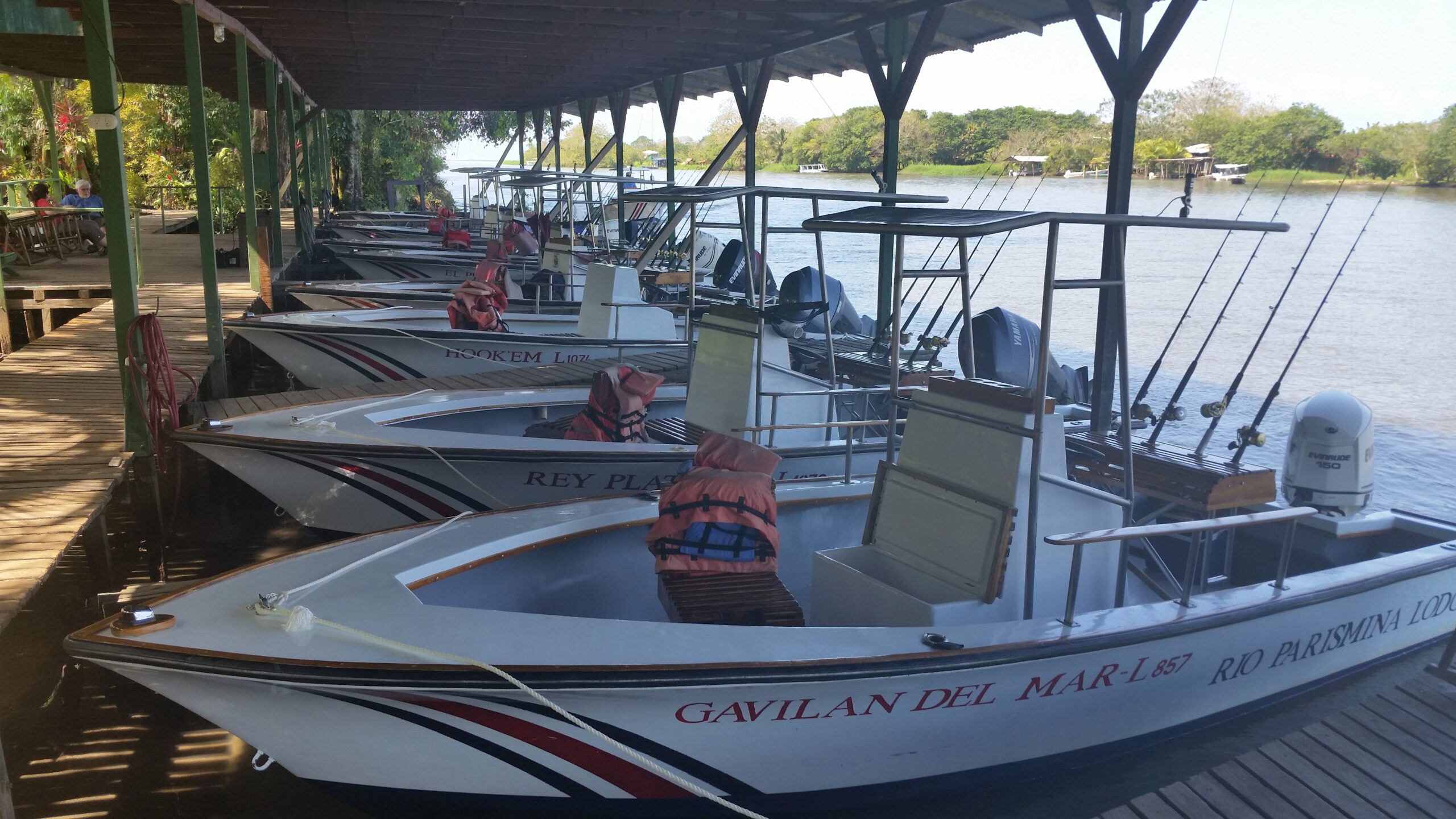 The fleet of 26' V-hulls at the Rio Parismina Lodge in Costa Rica